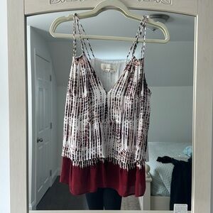 Anthropologie Wine and White Tie Dye tank top Size XS
